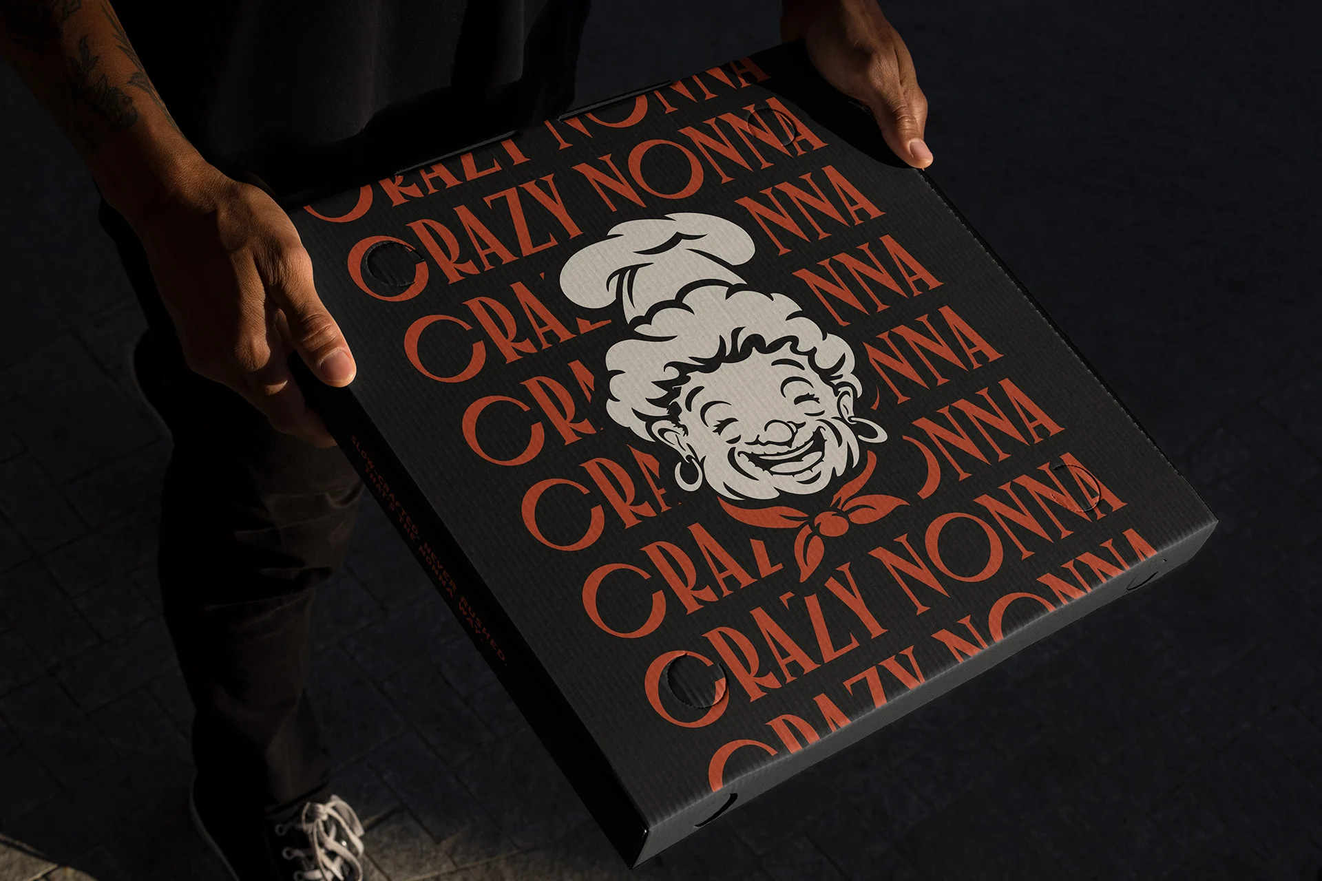Crazy Nonna branded pizza box